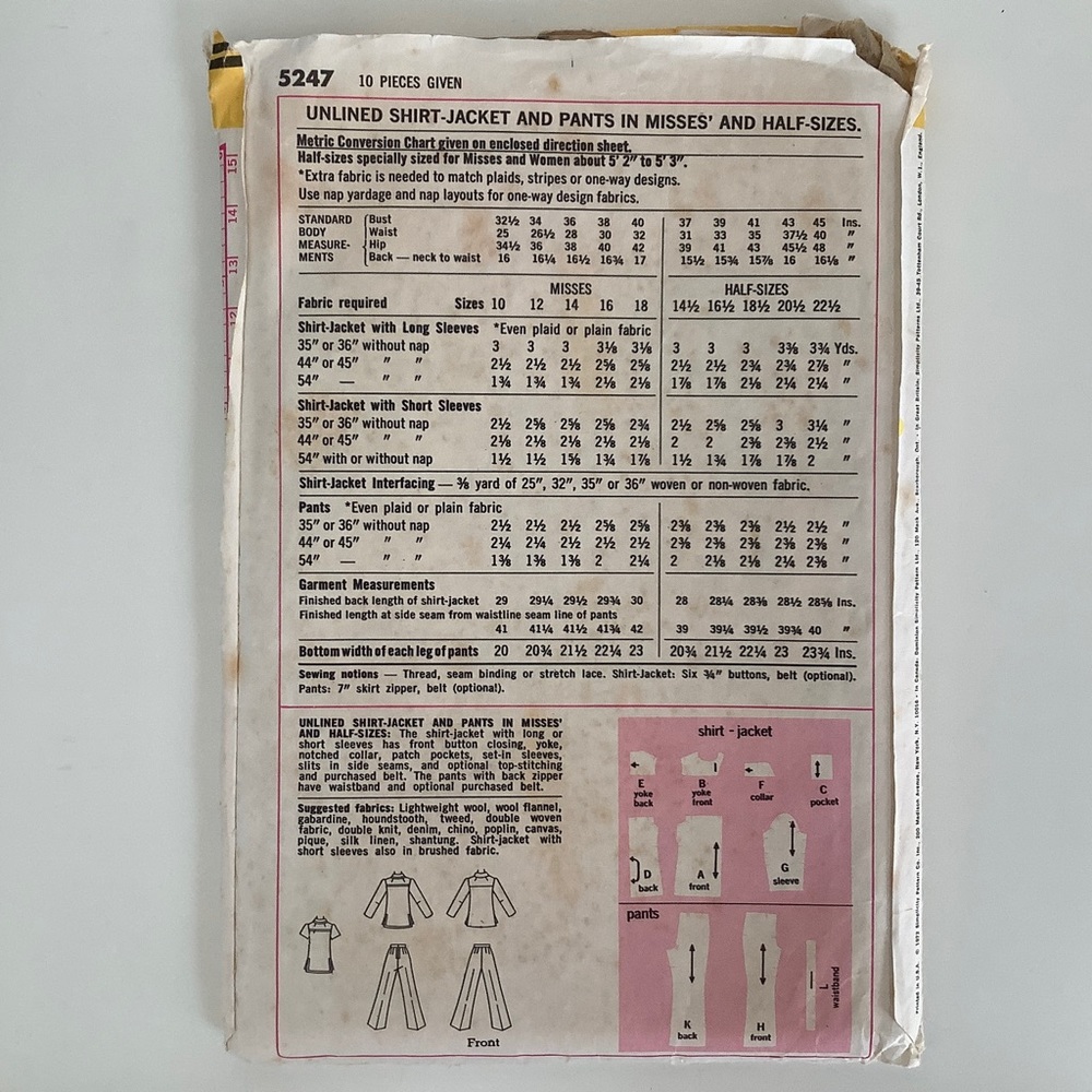 Simplicity 5247 Sewing Pattern - Picture 3 of 3